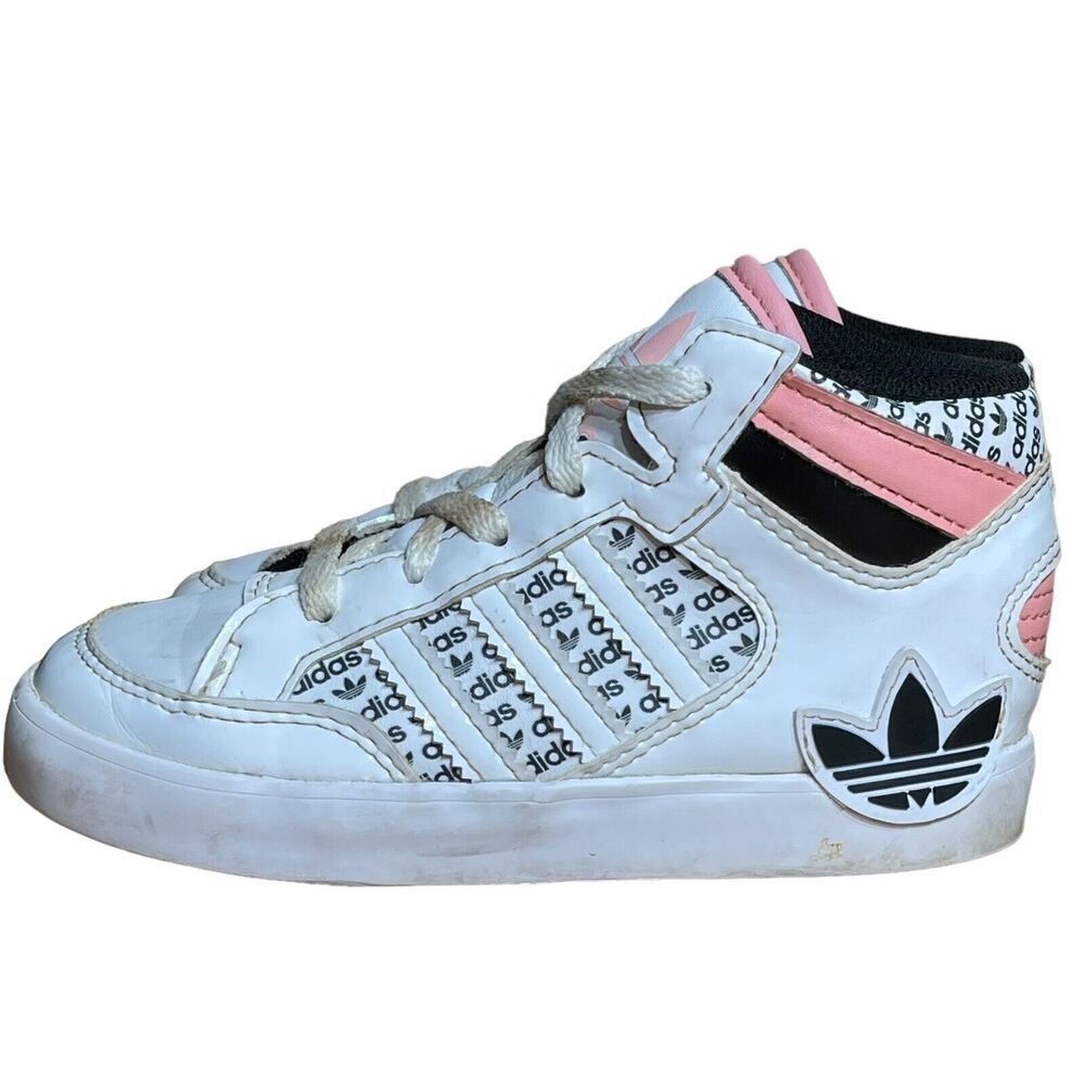 Adidas Kids Hard Court FV6980 White Pink Basketball Shoes Sneakers Size‎ 9C High